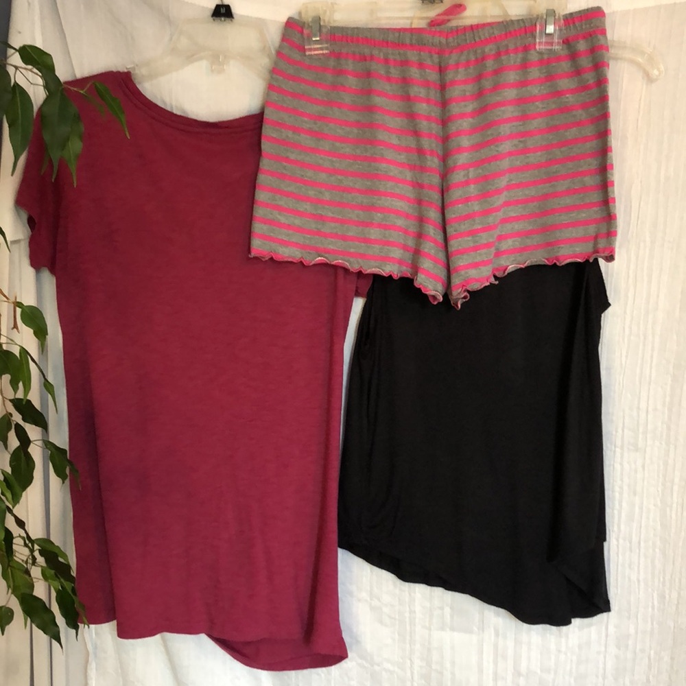GRAYSON THREADS T shirt BP cranberry top & LORD & TAYLOR pink PJ bottoms size S - Picture 11 of 16